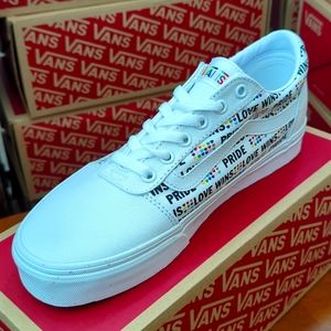 NEW Women's Vans Ward PRIDE White/ White Sneakers - Mult Sizes
